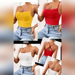 SHEIN Vibrant Yellow, Red, and White Tank Tops Lot (3)